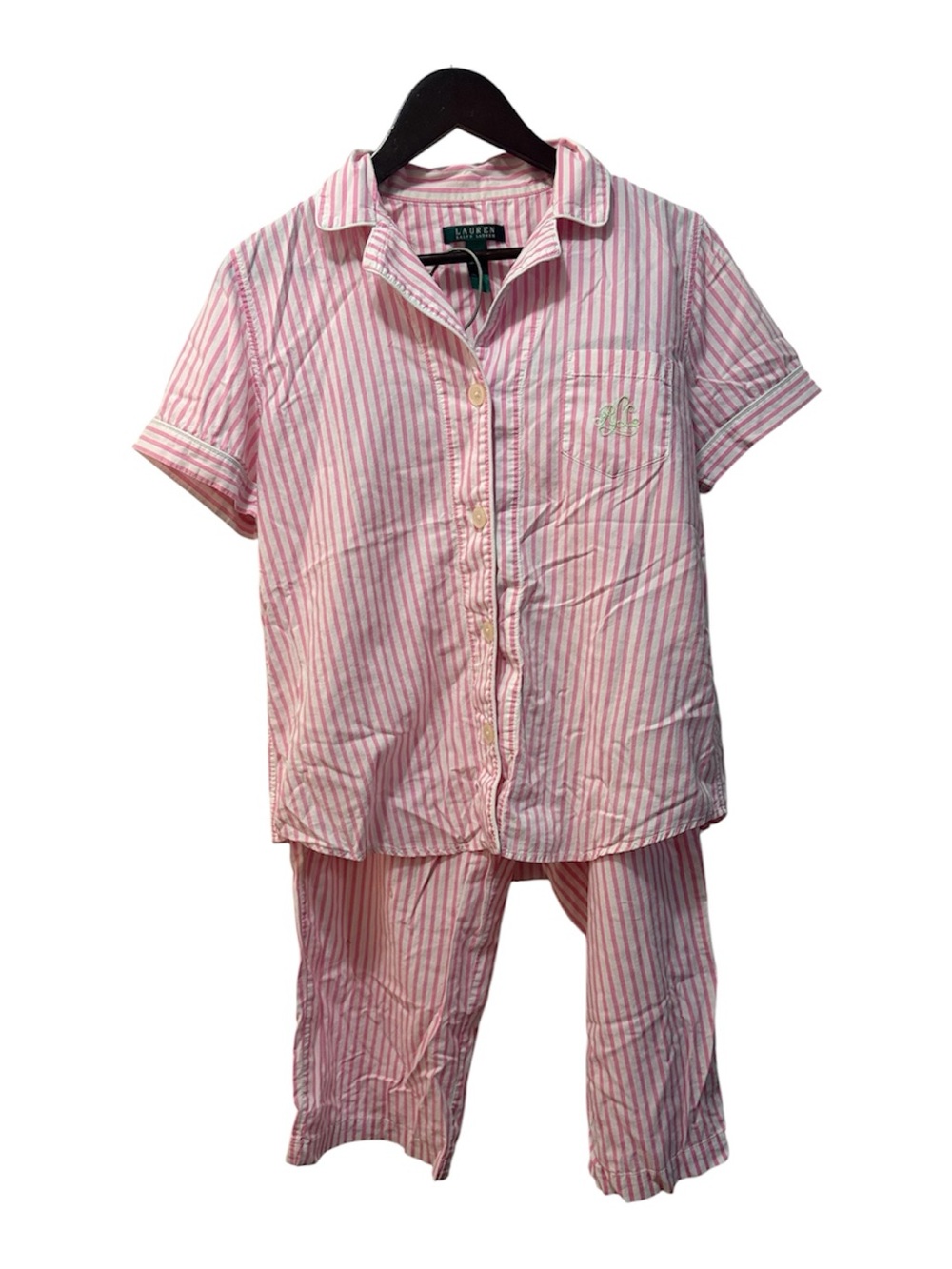 Ralph Lauren Pink & White Striped Short-Sleeve with capris women’s medium